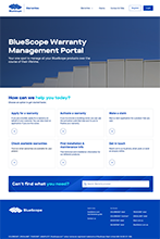 BlueScope warranty portal website image